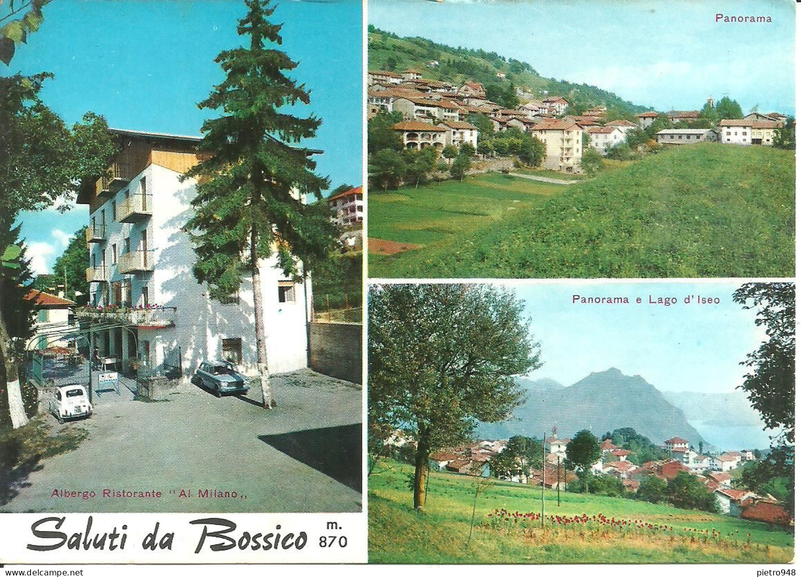 Bossico (Bergamo) Vedute: Albergo Ristorante "Al Milano", Panorama, Panorama E Lago D'Iseo - Bergamo