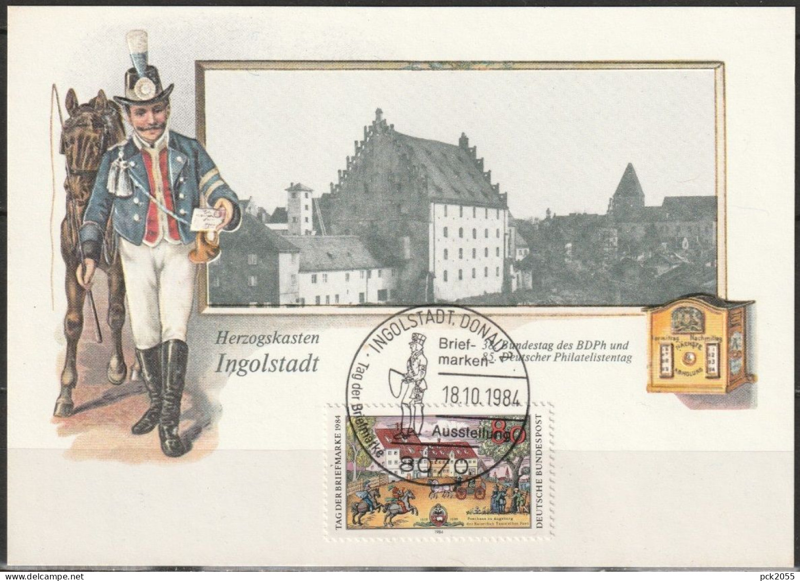 Ministerkarte 1984  MiNr.1229 Tag Der Briefmarke ESST. Ingolstadt 18.10.84 Briefmarkenausstellung ( PK 157 ) - Lettres & Documents