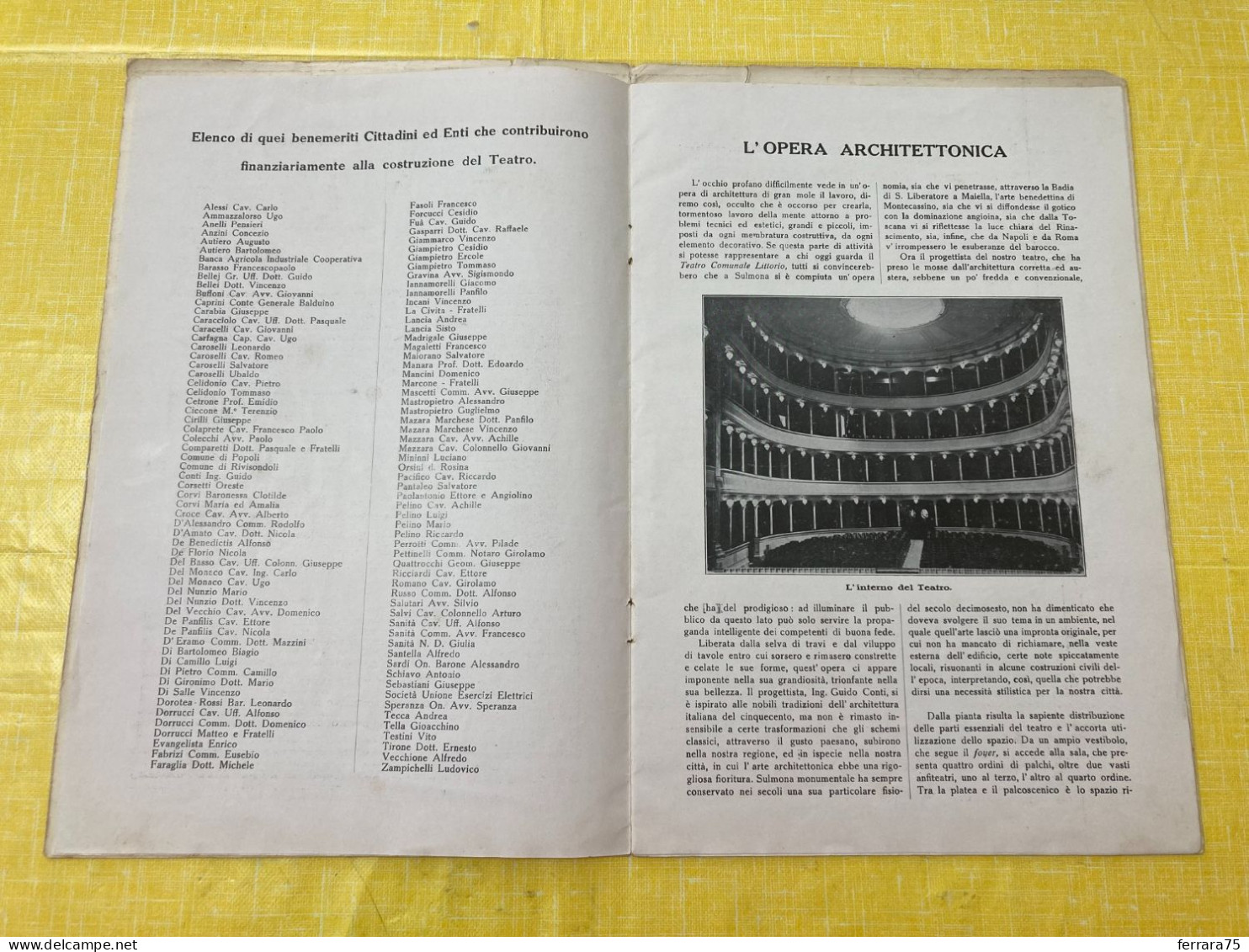 TEATRO COMUNALE LITTORIO DI SULMONA-STAGIONE LIRICA 1933-ILLUSTRATORE G.BIANCHI. - Cinema & Music