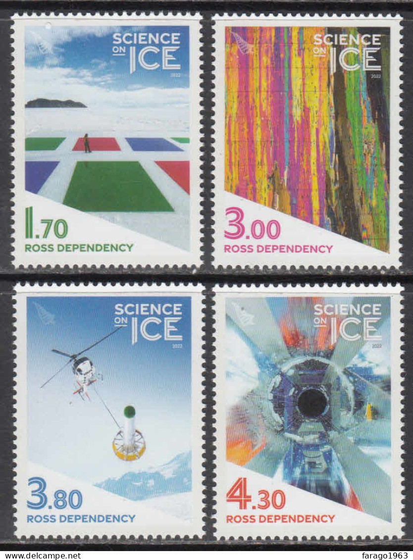 2022 Ross Dependency Science On Ice Helicopters Aviation Complete Set Of 4 MNH @ BELOW FACE VALUE - Unused Stamps