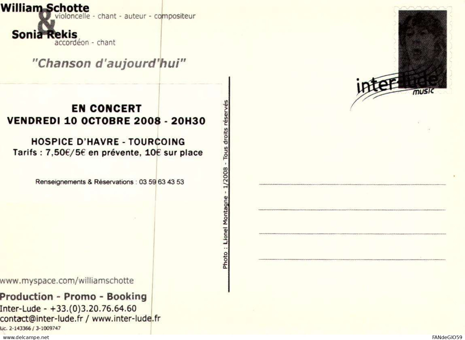Célébrités > Chanteurs & Musiciens    WILLIAM  SCHOTTE  / SONIA  REKIS  // 113 - Cantanti E Musicisti