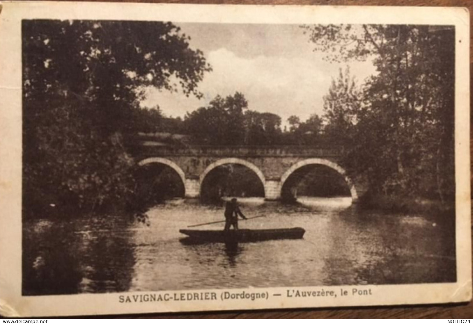 Cp 24 Dordogne, SAVIGNAC-LEDRIER, L'Auvézère, Le Pont, Homme En Barque, éd PLLP Trèfle, écrite En 1954 - Altri & Non Classificati