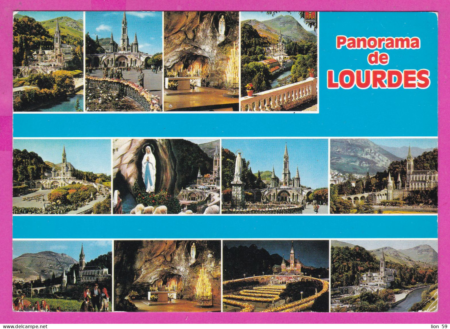 294132 / France - Panorama Lourdes PC 1992 USED 2.50 Fr. Marianne De Briat Flamme Centre Mondial De Pèlerinagrinage , Lo - Brieven En Documenten