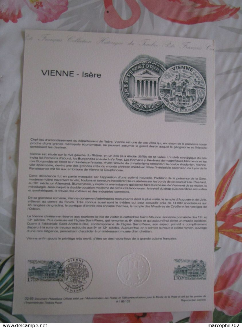Document Officiel Vienne Isere 19/1/85 - Documents De La Poste