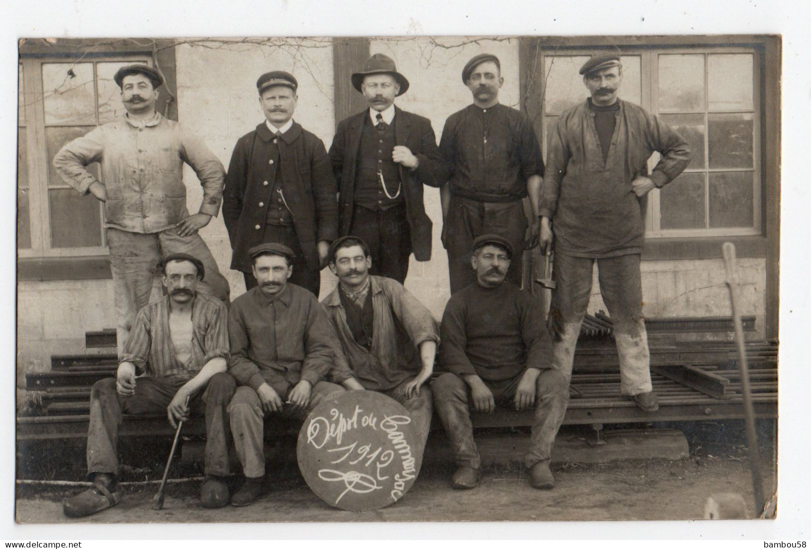 CARTE PHOTO * CAMARSAC * GIRONDE * DEPOT 1912 * PERSONNEL * Courrier Mr Gagnon à Mr Jouanin,Jouy Le Chatel Chef District - Other & Unclassified