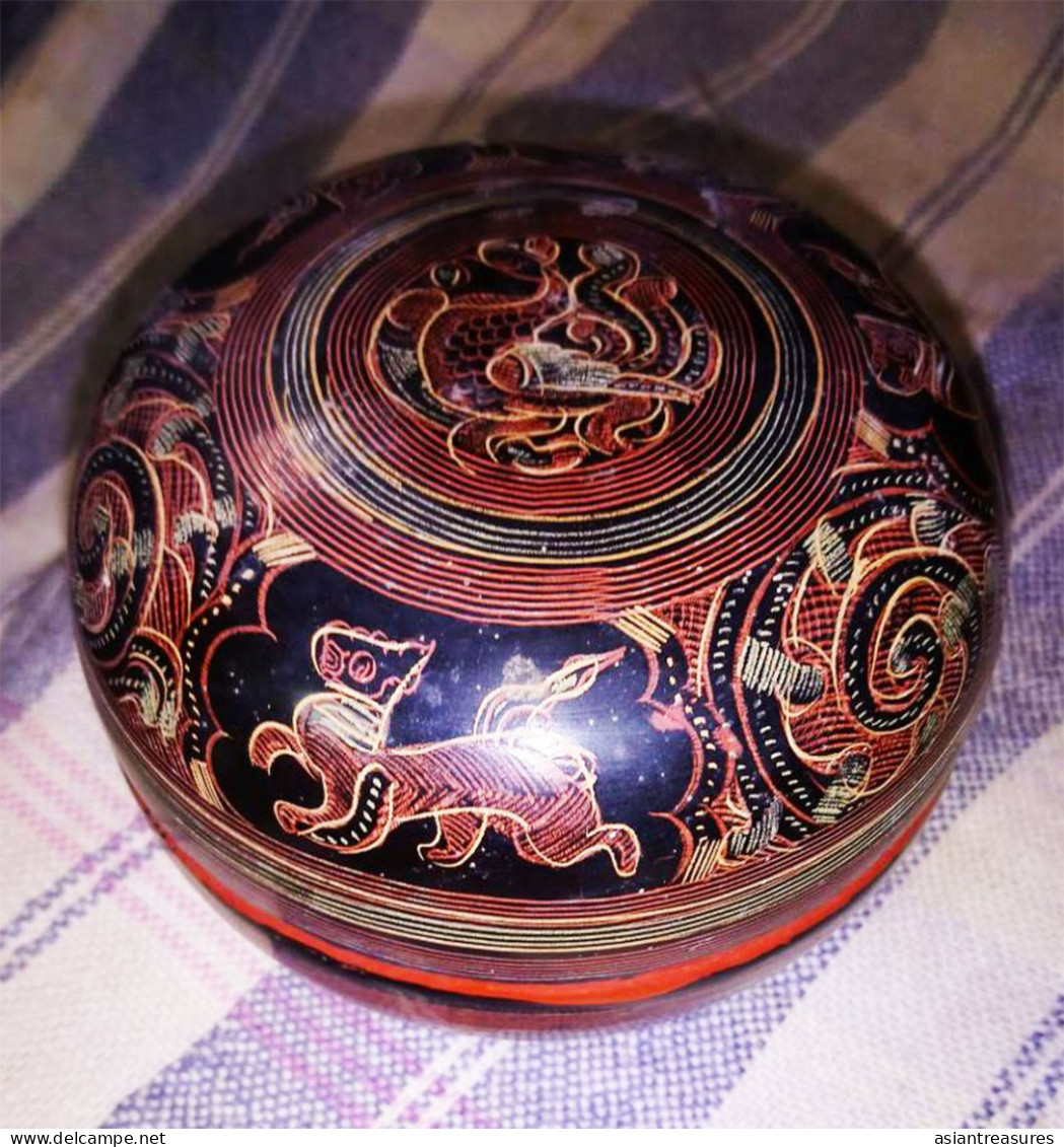 Antique Burma  Special 2-piece Museum Quality Round Box-in-box Intricate Work - Arte Asiatica