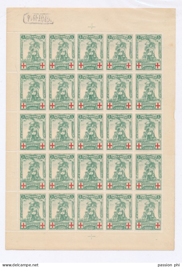 BELGIUM RED CROSS MERODE COB 126 GENUINE AUTHENTIQUE SHEET MNH LITTLE FAULTS ON THE GUM - 1914-1915 Croix-Rouge