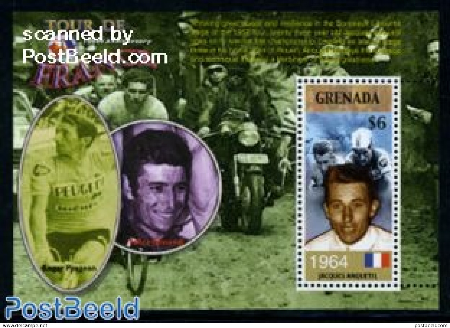 Grenada 2003 Tour De France S/s, Jacques Anquetil, Mint NH, Sport - Cycling - Sport (other And Mixed) - Cycling