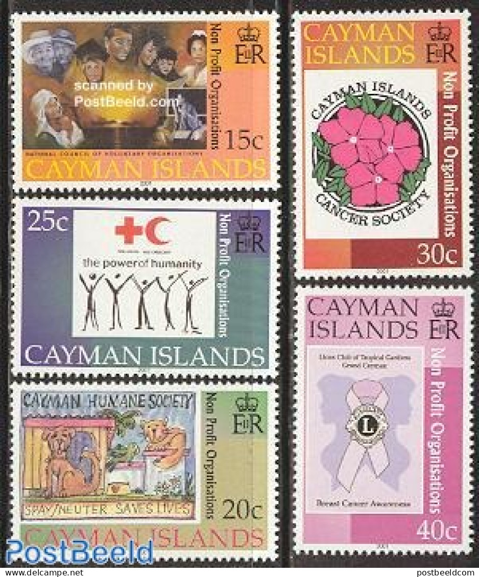 Cayman Islands 2001 Non-profit Organisations 5v, Mint NH, Health - Nature - Various - Red Cross - Cats - Dogs - Flower.. - Rotes Kreuz