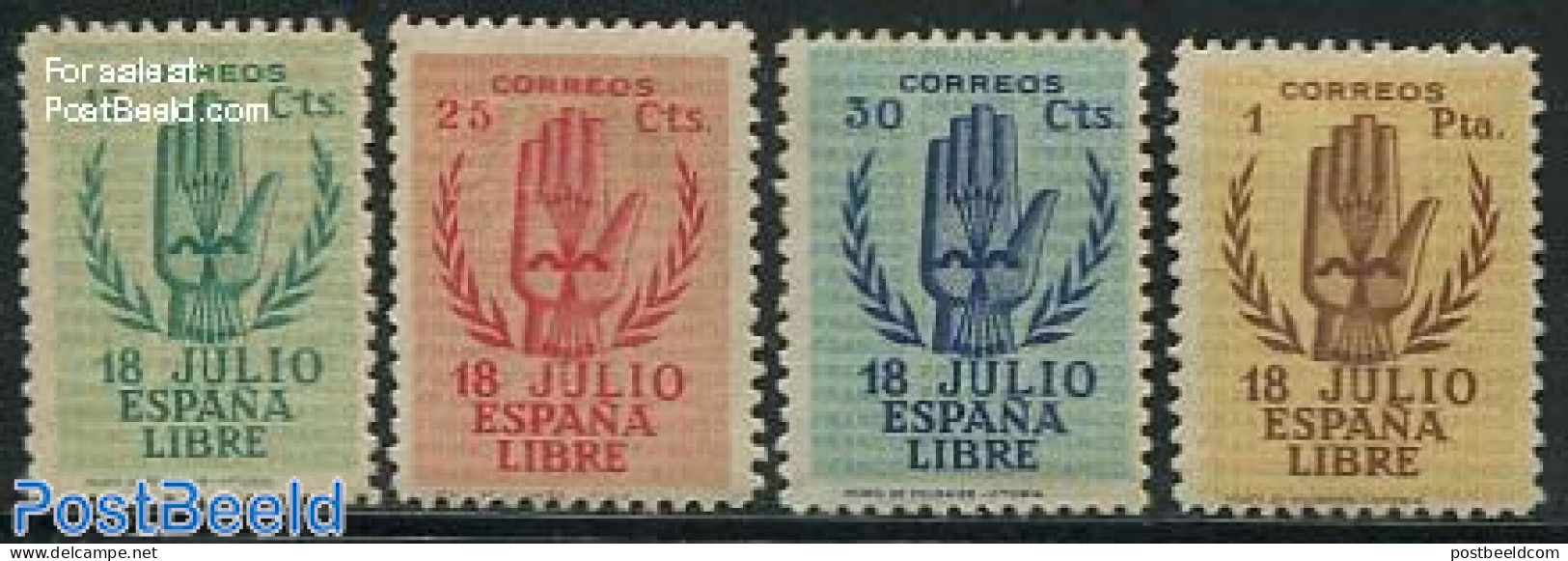 Spain 1938 National Freedom 4v, Unused (hinged) - Ongebruikt