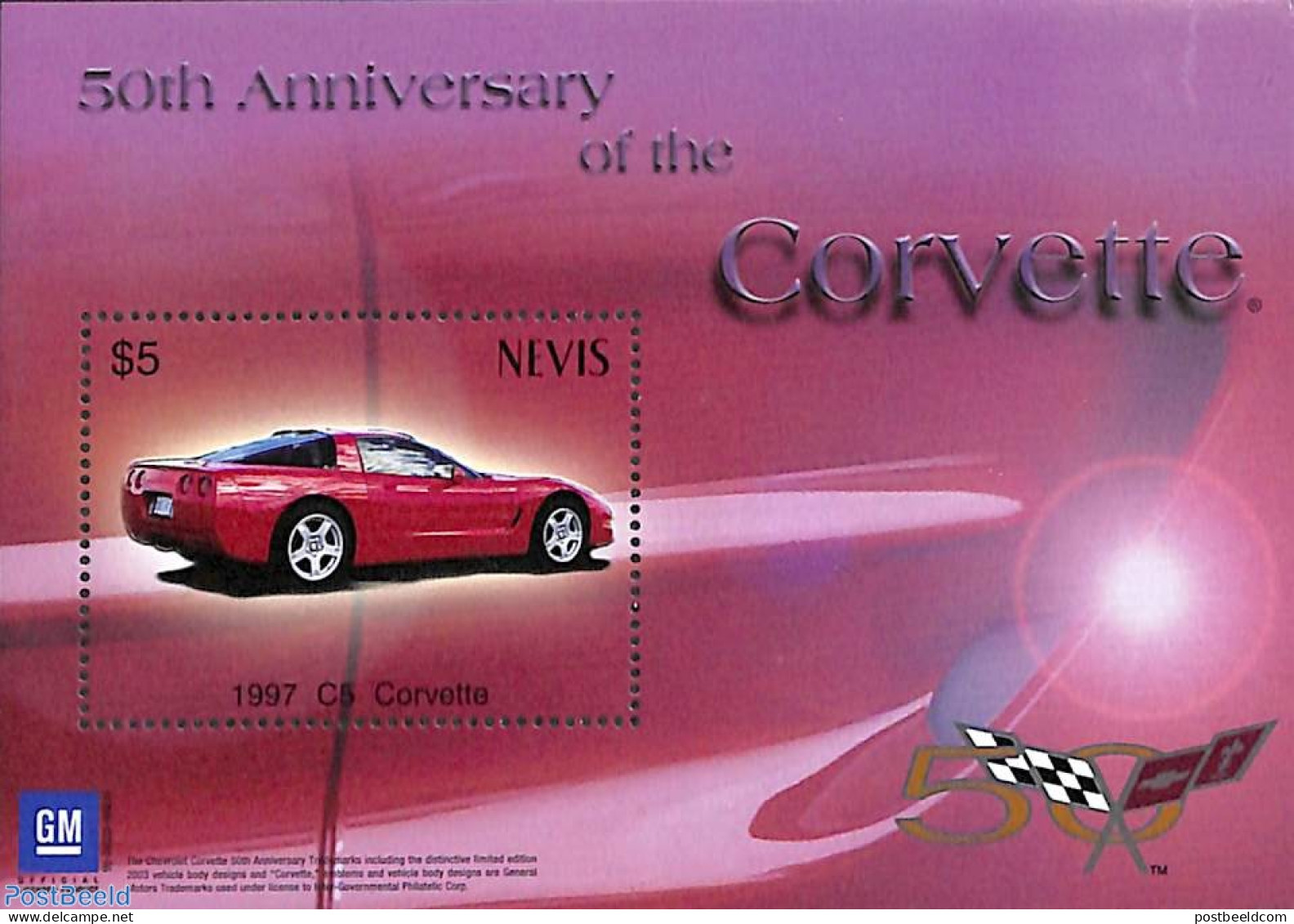 Nevis 2003 Corvette S/s, Mint NH, Transport - Automobiles - Coches