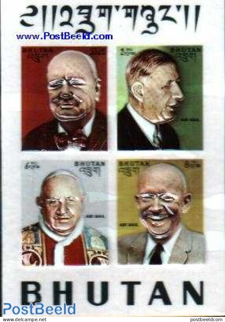Bhutan 1972 Famous Persons S/s, Mint NH, History - Religion - Various - Churchill - Politicians - Pope - Other Materia.. - Sir Winston Churchill