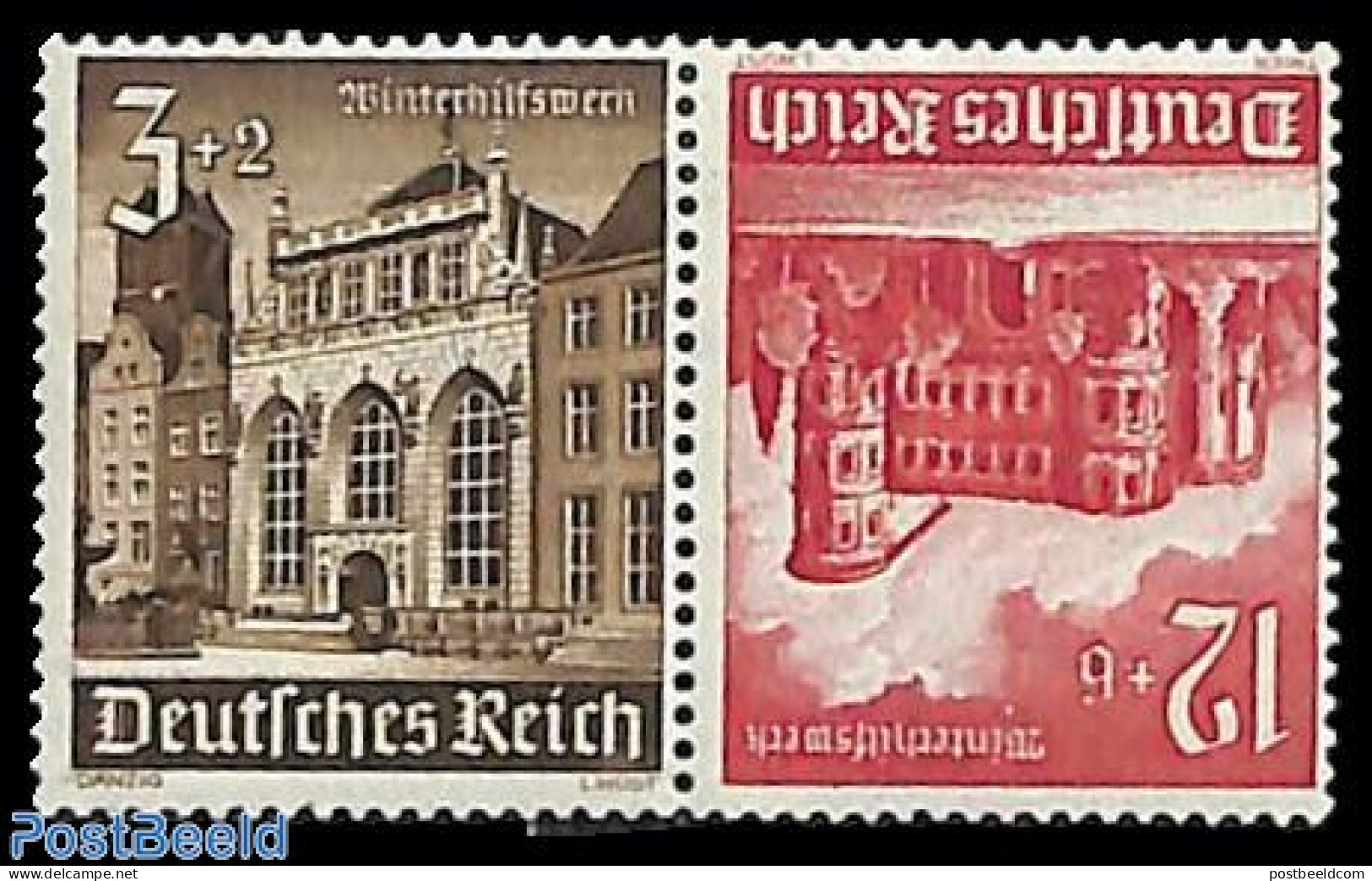Germany, Empire 1940 3Pf+12Pf Tete-beche Pair From Booklet, Mint NH - Zusammendrucke