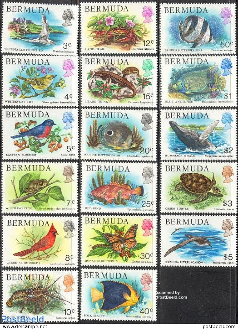 Bermuda 1978 Definitives 17v, Mint NH, Nature - Animals (others & Mixed) - Birds - Butterflies - Fish - Sea Mammals - .. - Poissons
