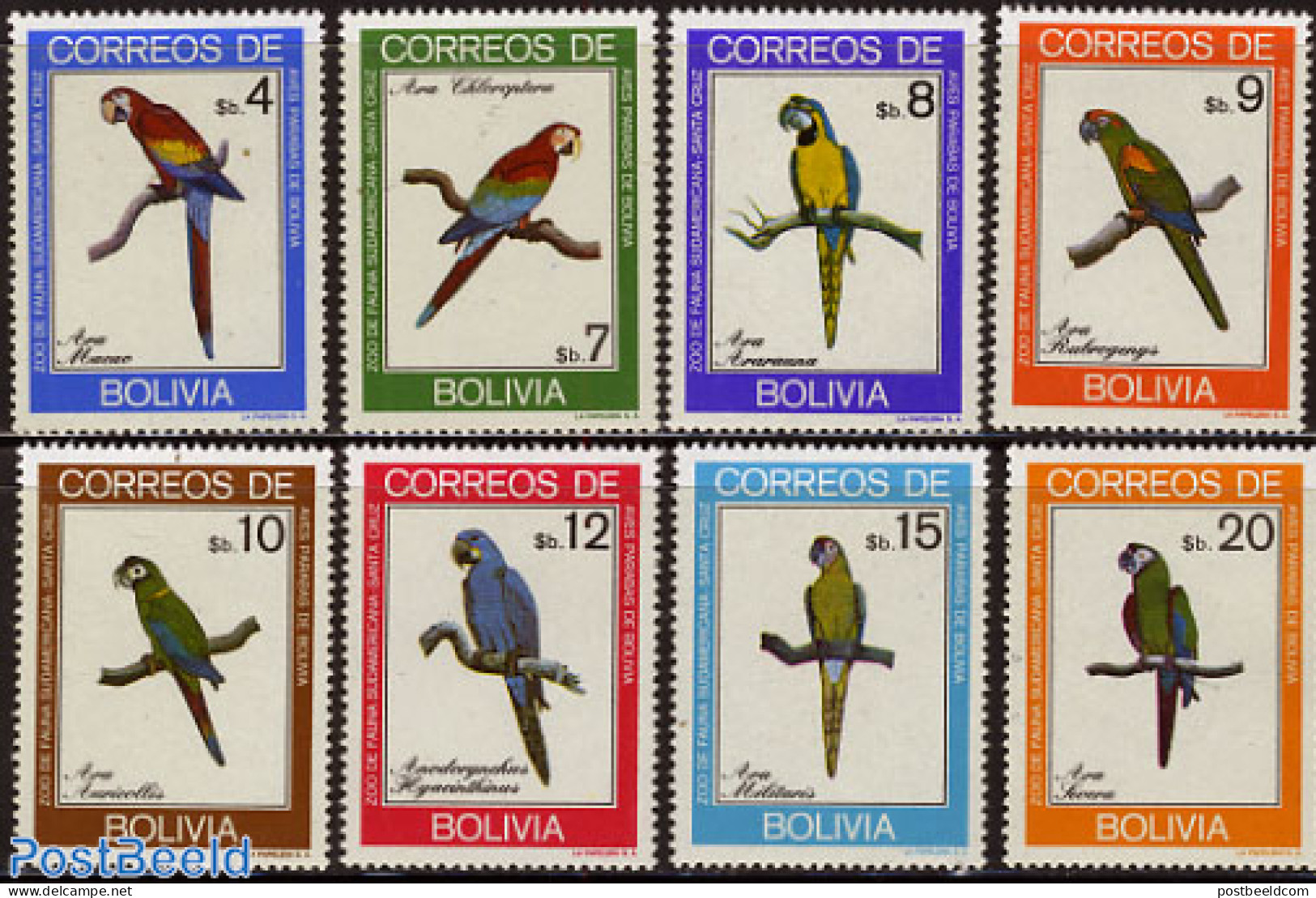 Bolivia 1981 Parrots 8v, Mint NH, Nature - Birds - Parrots - Bolivië