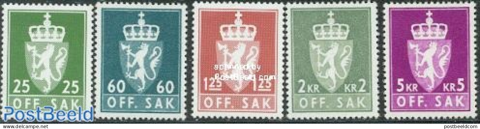 Norway 1975 On Service 5v, Mint NH, History - Coat Of Arms - Otros & Sin Clasificación