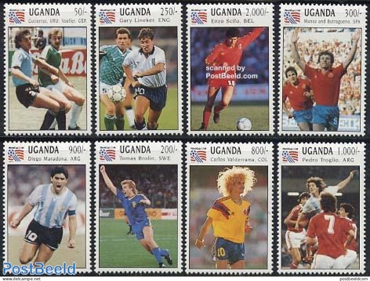 Uganda 1993 World Cup Football 8v, Mint NH, Sport - Football - Other & Unclassified