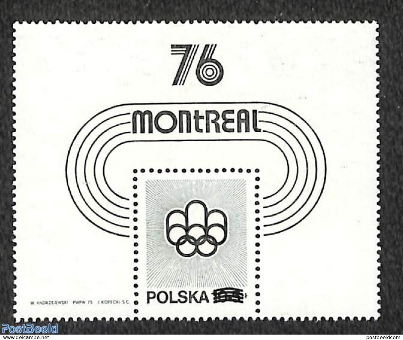 Poland 1976 Olympic Games S/s Blackprint, Mint NH, Sport - Olympic Games - Ongebruikt