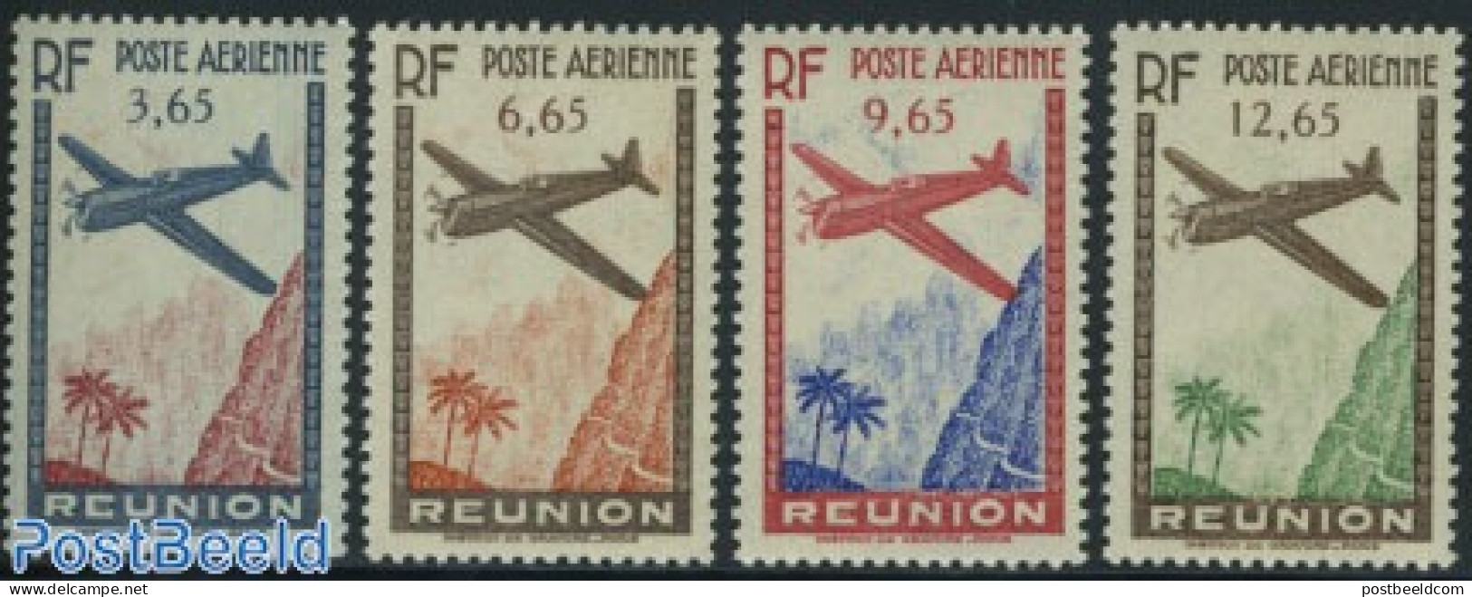 Reunion 1938 Aeroplane 4v, Mint NH, Transport - Aircraft & Aviation - Aviones