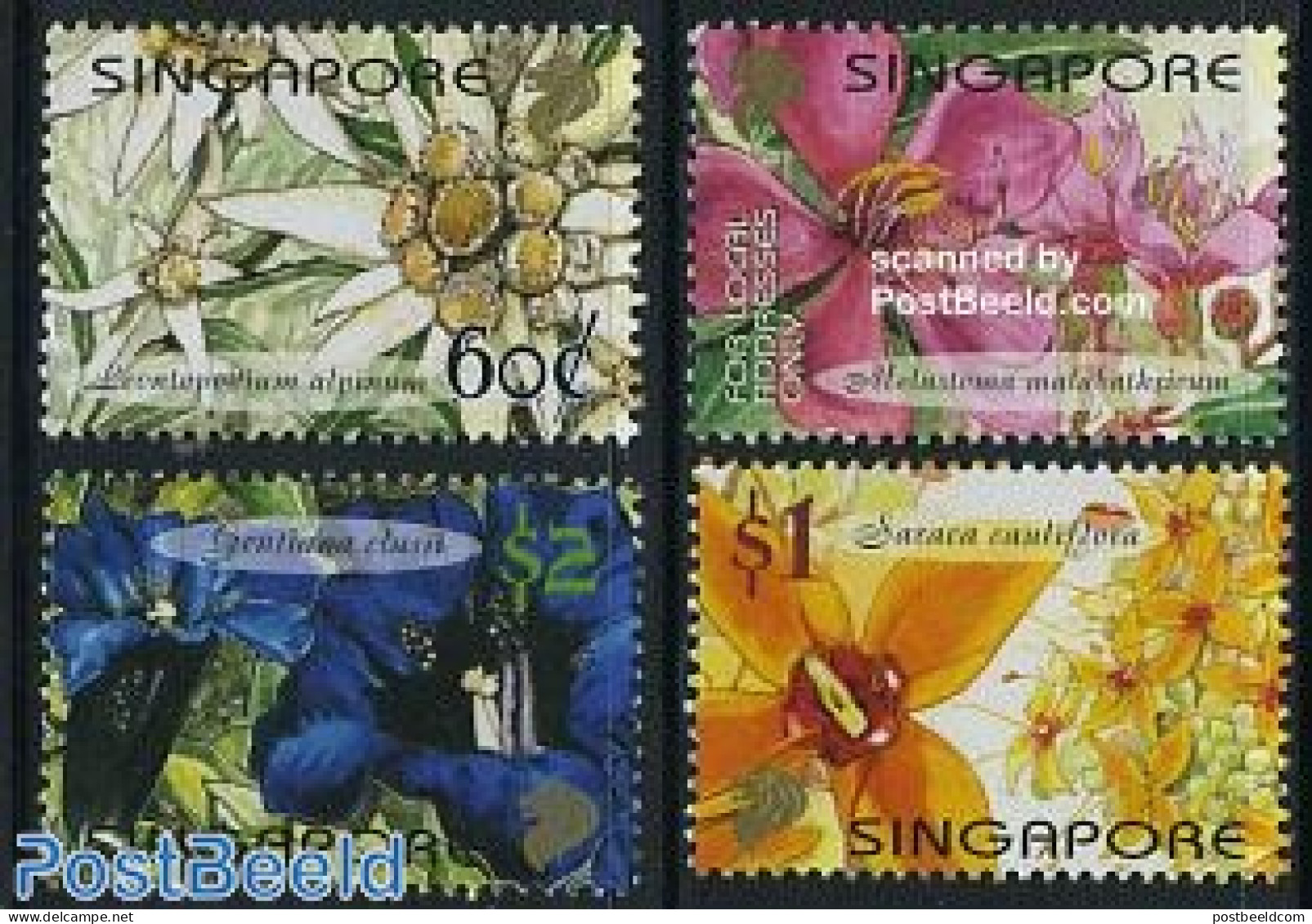 Singapore 2001 Flowers, Switzerland 4v, Mint NH, Nature - Various - Flowers & Plants - Joint Issues - Gemeinschaftsausgaben