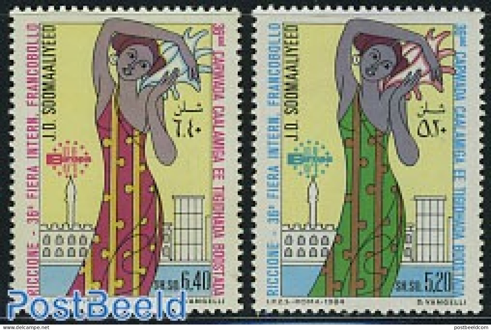 Somalia 1984 Stamp Fair Riccione 2v, Mint NH, Philately - Somalie (1960-...)