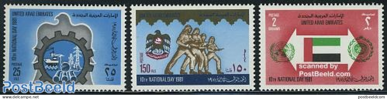 United Arab Emirates 1981 National Day 3v, Mint NH - Sonstige & Ohne Zuordnung