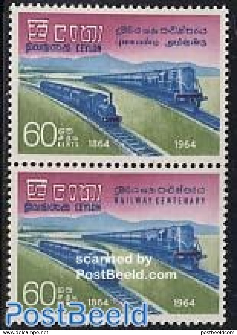 Sri Lanka (Ceylon) 1964 Railways Centenary 2v [:], Mint NH, Transport - Railways - Treni