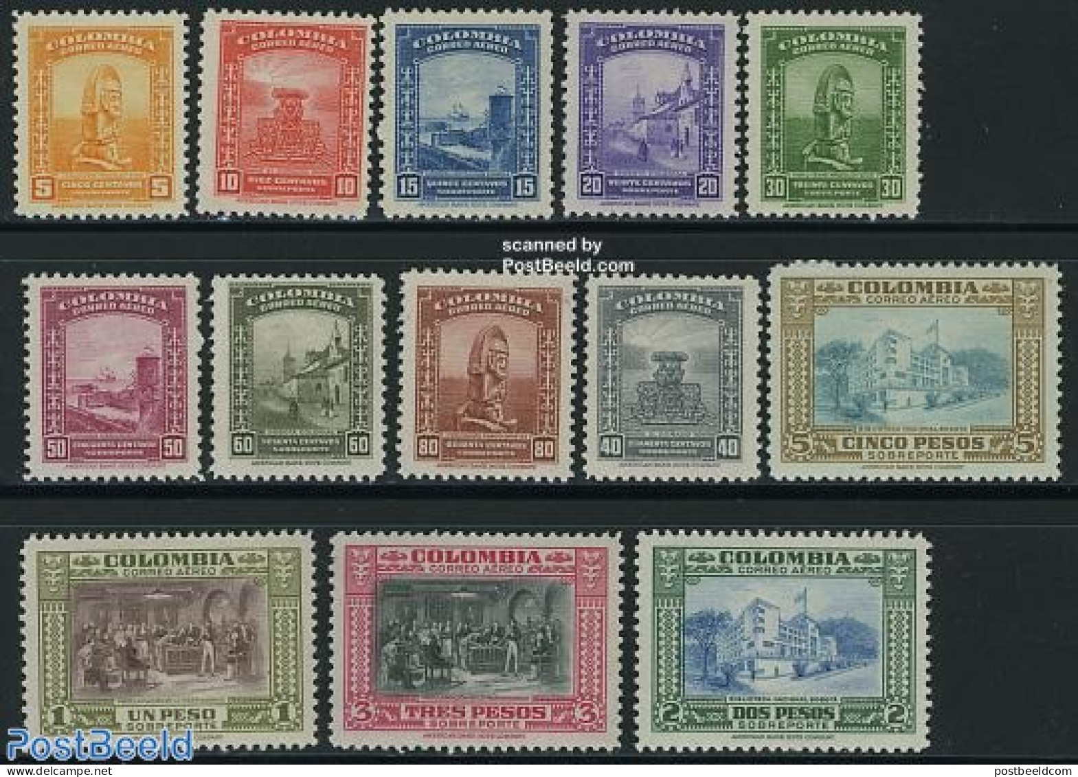 Colombia 1948 Airmail Definitives 13v, Mint NH, Transport - Ships And Boats - Barcos
