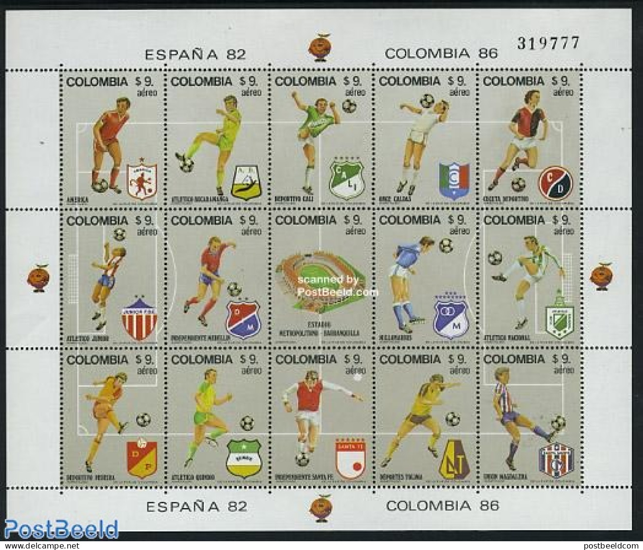 Colombia 1982 World Cup Football 15v M/s, Mint NH, Sport - Football - Sport (other And Mixed) - Colombia