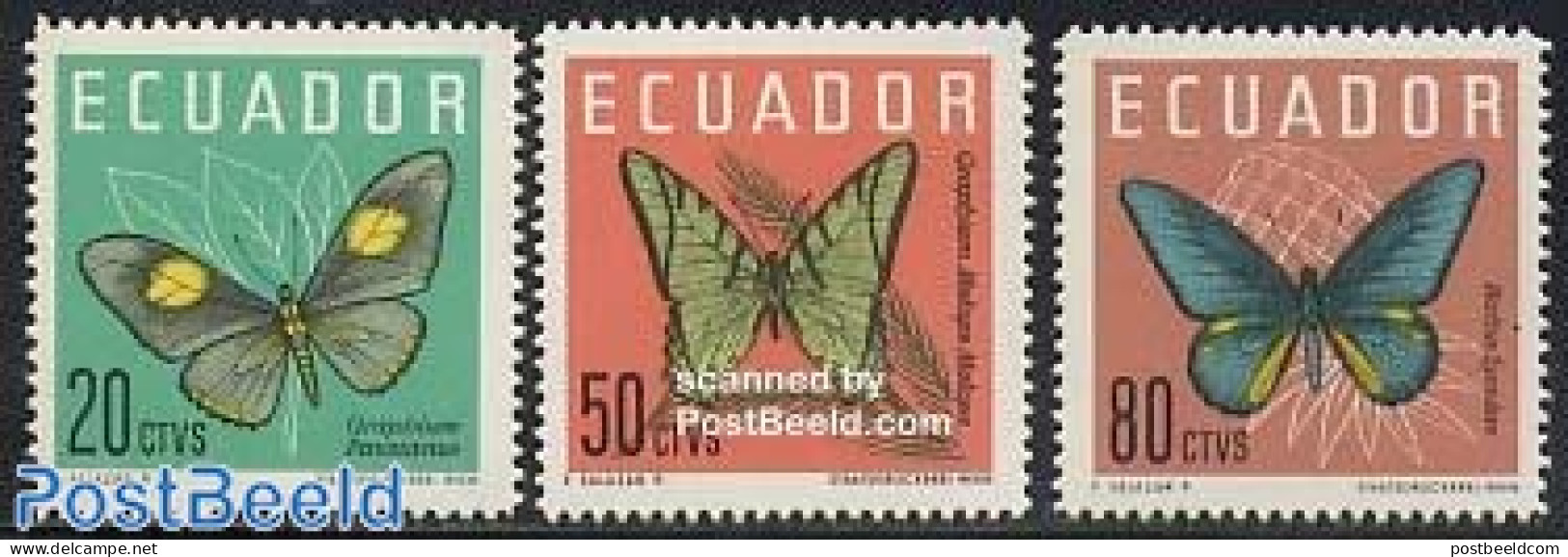 Ecuador 1964 Butterflies 3v, Mint NH, Nature - Butterflies - Ecuador