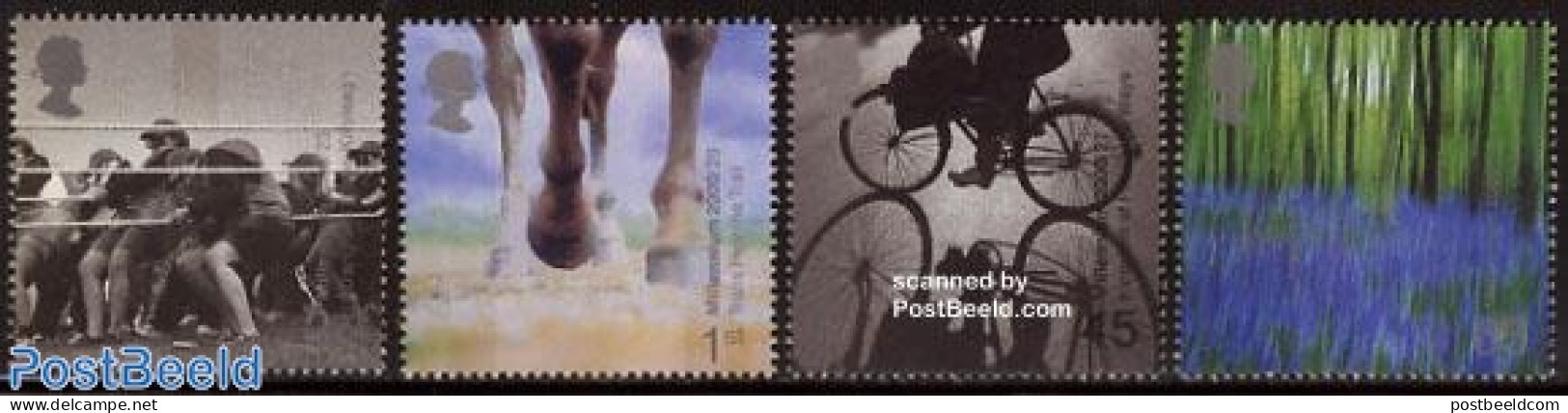 Great Britain 2000 Millennium, Stones & Soil 4v, Mint NH, Nature - Sport - Horses - Cycling - Sonstige & Ohne Zuordnung
