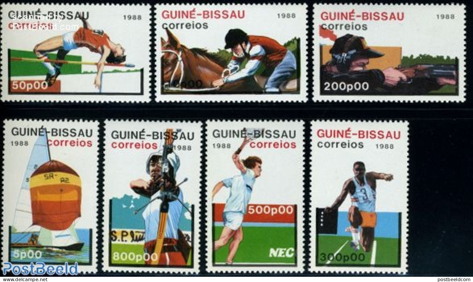 Guinea Bissau 1988 Olympic Games 7v, Mint NH, Nature - Sport - Horses - Olympic Games - Sailing - Shooting Sports - Te.. - Voile