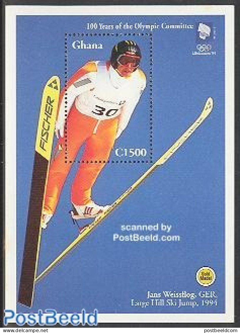 Ghana 1994 I.O.C. Centenary S/s, Mint NH, Sport - Olympic Games - Skiing - Skiing