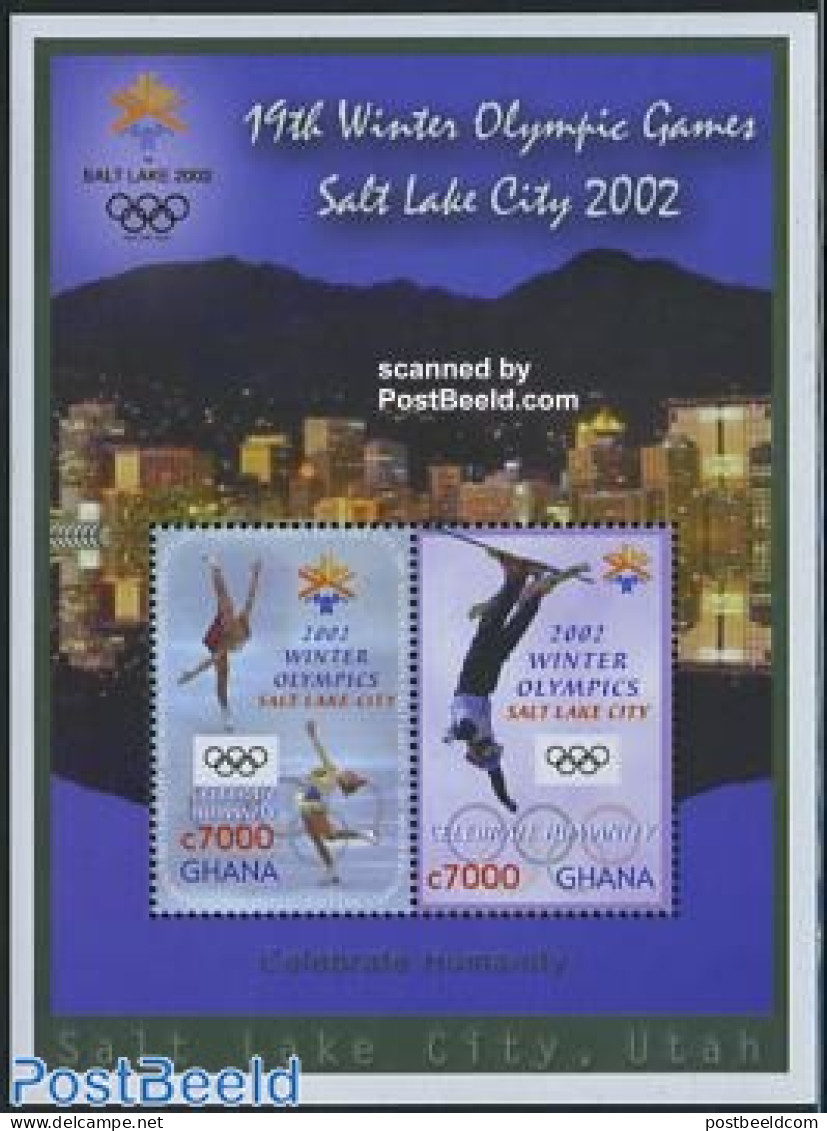 Ghana 2002 Salt Lake City S/s, Mint NH, Sport - Olympic Winter Games - Skating - Skiing - Skisport