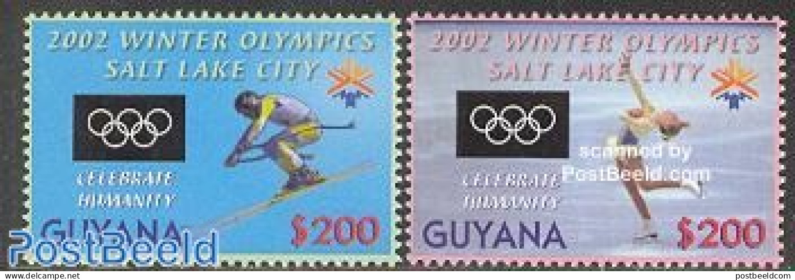Guyana 2002 Salt Lake City 2v, Mint NH, Sport - Olympic Winter Games - Skating - Skiing - Skisport