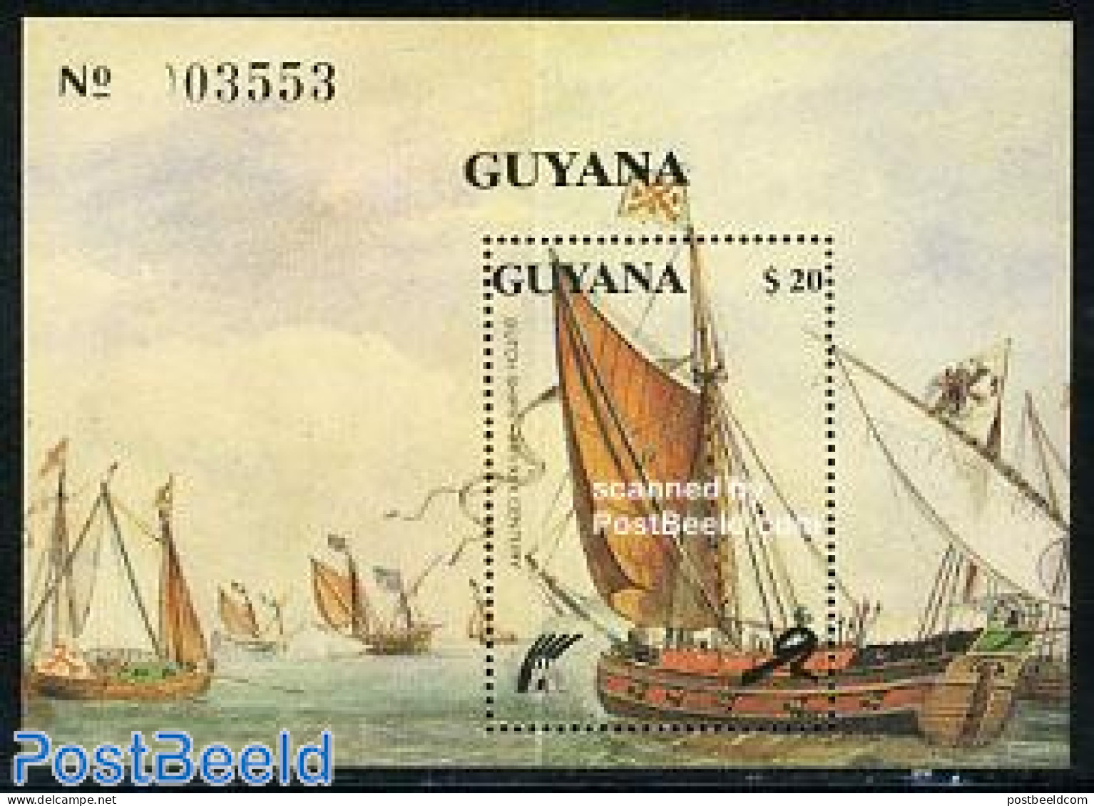 Guyana 1990 Dutch Ship S/s, Mint NH, History - Transport - Netherlands & Dutch - Ships And Boats - Geographie