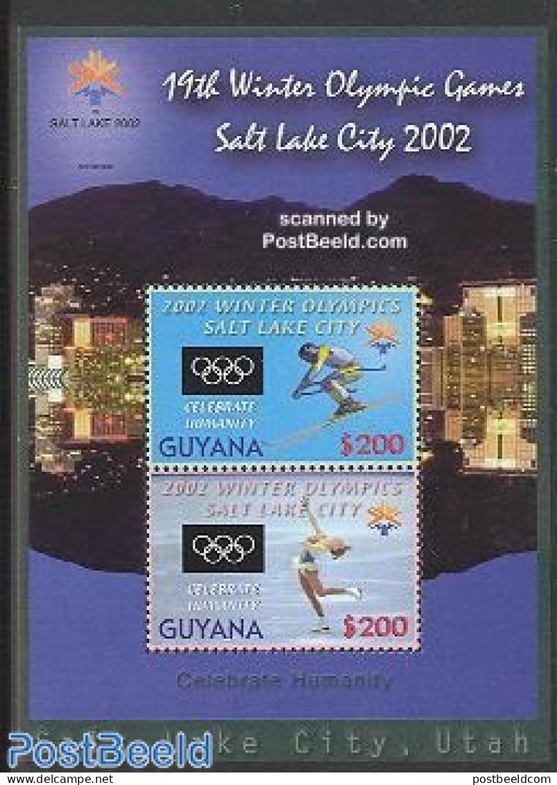 Guyana 2002 Salt Lake City S/s, Mint NH, Sport - Olympic Winter Games - Skating - Skiing - Skisport