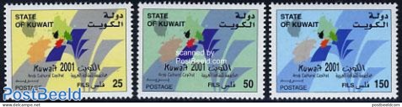 Kuwait 2001 Arab Cultural Capital 3v, Mint NH - Koweït