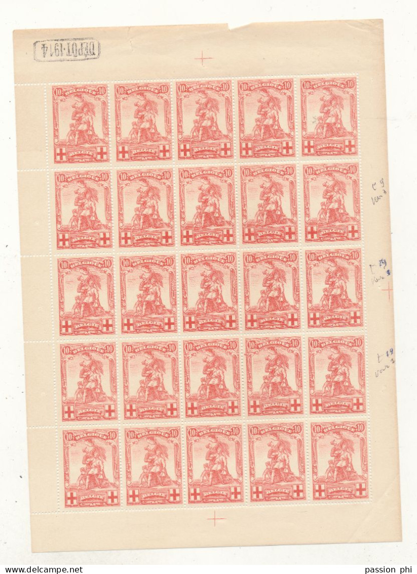 BELGIUM RED CROSS MERODE COB 127 GENUINE AUTHENTIQUE SHEET MNH LITTLE FAULTS ON THE GUM - 1914-1915 Rotes Kreuz