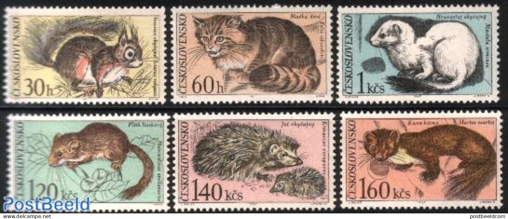 Czechoslovkia 1967 Animals 6v, Mint NH, Nature - Animals (others & Mixed) - Cats - Hedgehog - Altri & Non Classificati