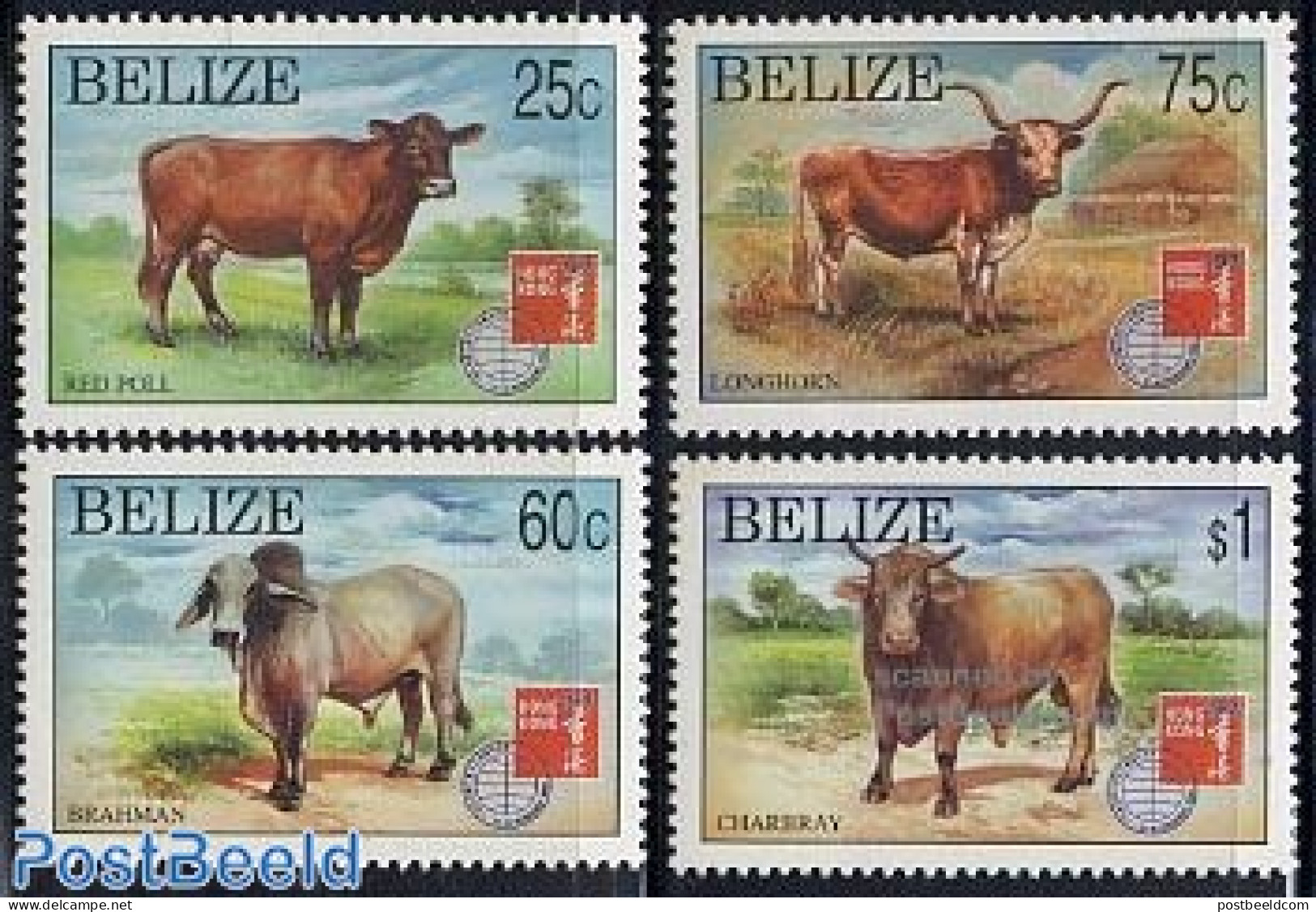 Belize/British Honduras 1997 Rinder, Hong Kong 4v, Mint NH, Nature - Animals (others & Mixed) - Cattle - Philately - Britisch-Honduras (...-1970)