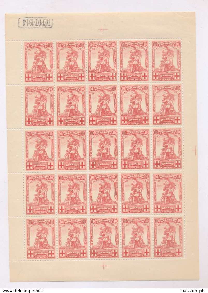 BELGIUM RED CROSS MERODE COB 127 GENUINE AUTHENTIQUE SHEET MNH LITTLE FAULTS ON THE GUM - 1914-1915 Croce Rossa