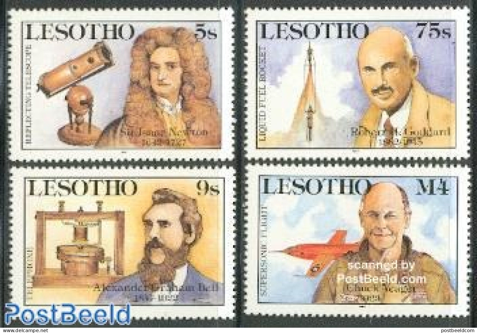 Lesotho 1987 Scientific Pioneers 4v, Mint NH, Science - Transport - Inventors - Physicians - Aircraft & Aviation - Spa.. - Physics