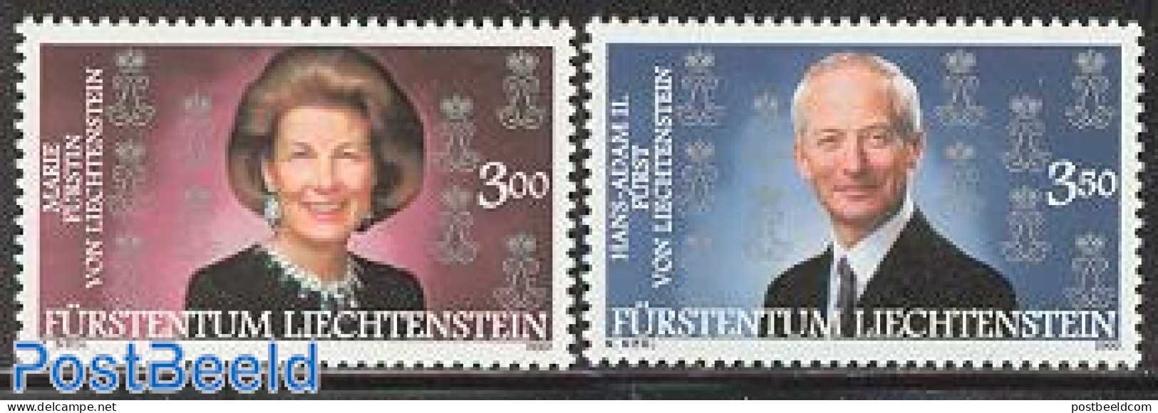 Liechtenstein 2002 Definitives 2v, Mint NH, History - Kings & Queens (Royalty) - Ongebruikt