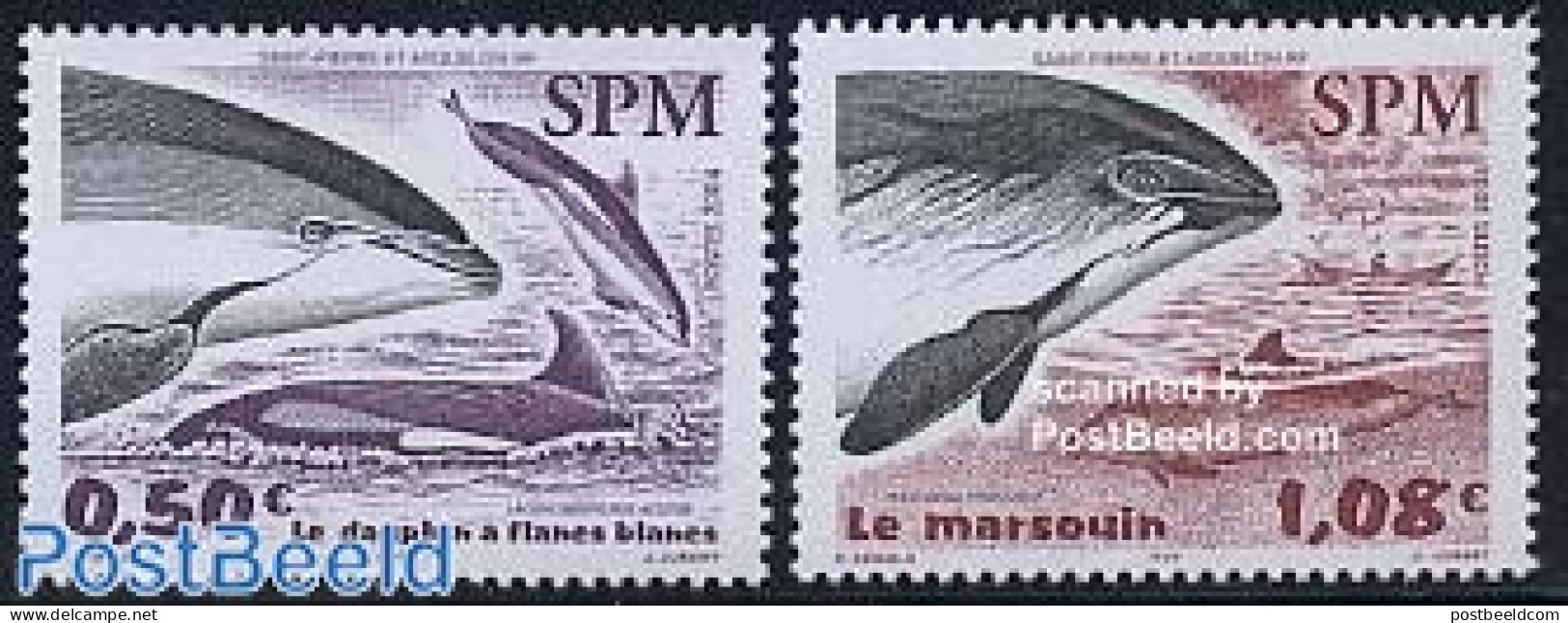 Saint Pierre And Miquelon 2004 Sea Mammals 2v, Mint NH, Nature - Transport - Sea Mammals - Ships And Boats - Bateaux