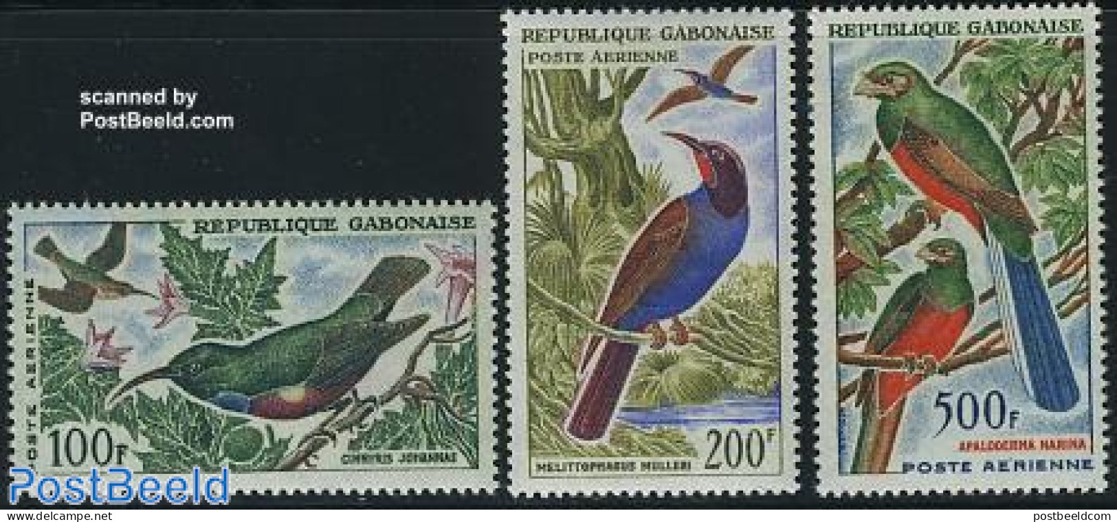 Gabon 1963 Airmail, Birds 3v, Mint NH, Nature - Birds - Unused Stamps