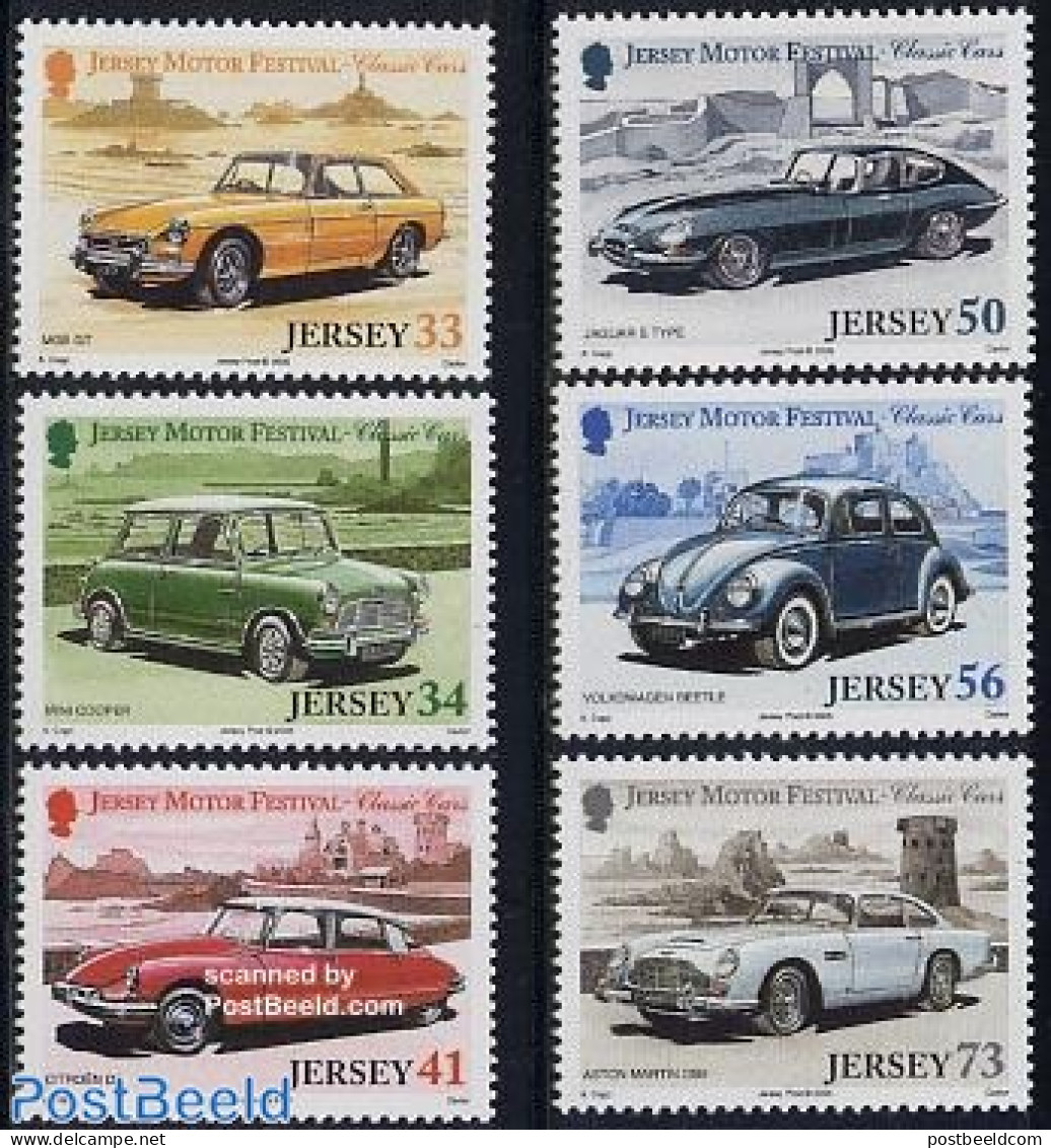 Jersey 2005 Motor Festival, Classic Cars 6v, Mint NH, Transport - Various - Automobiles - Lighthouses & Safety At Sea .. - Voitures