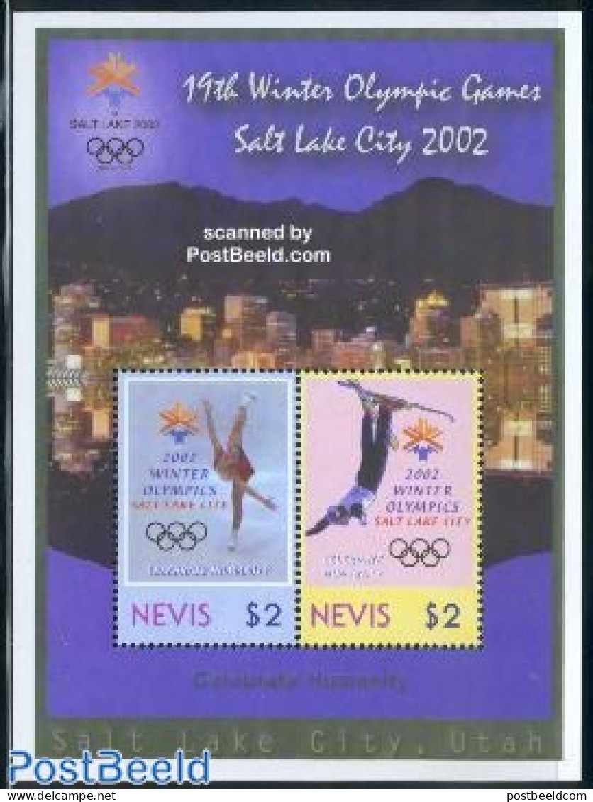 Nevis 2002 Olympic Winter Games S/s, Mint NH, Sport - Olympic Winter Games - Skating - Skiing - Skisport