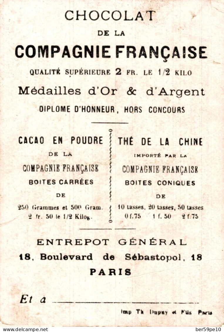 CHROMO CHOCOLAT DE LA Cie FRANCAISE LA GRENOUILLE ET LE POUSSIN - Other & Unclassified