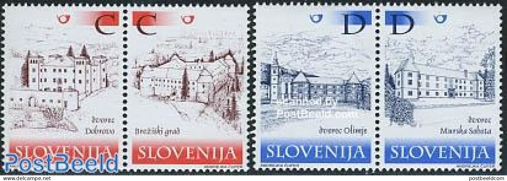 Slovenia 2001 Definitives 2x2v [:], Mint NH, Art - Castles & Fortifications - Kastelen